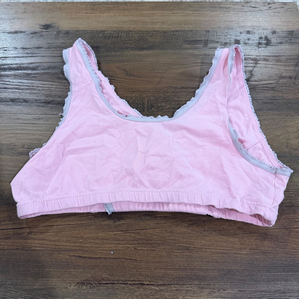 Cake‎ Maternity Nursing Bra Womens S Pink Lace Trim Crossover Cotton Bralette